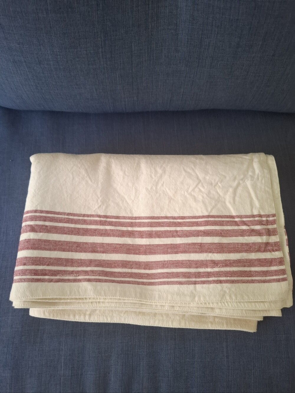 Pottery Barn French Striped Organic Cotton Table Runner 104"